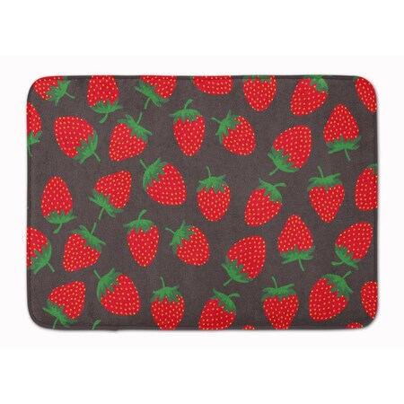 Jensendistributionservices Strawberries on Gray Machine Washable Memory Foam Mat MI2552446